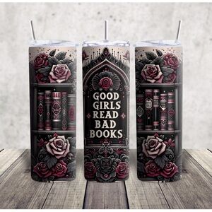 Hand Crafted Rose and Charcoal Book Lover's Drinkware